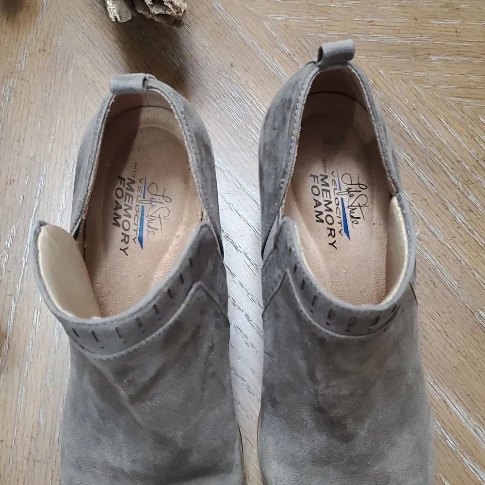 LifeStride Velosity Jovie Womans Booties ankle boots, Grey,size 6.5